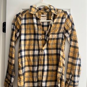 American Eagle Outfitters Mustard and Black Plaid Shirt